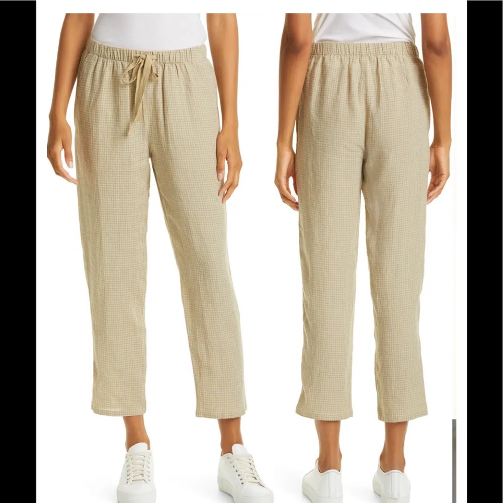 NWT Eileen Fisher Organic Linen Tapered Ankle Pants
